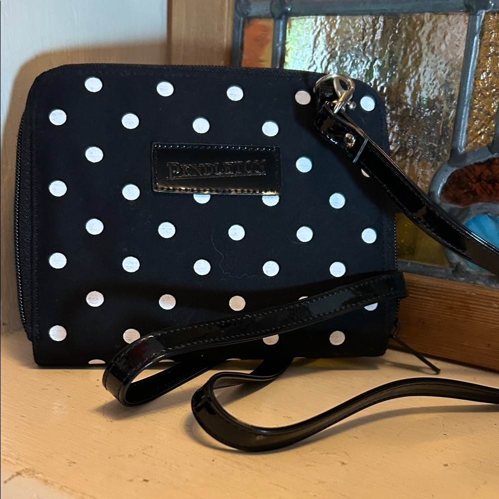 Pendleton Black and White Dot Crossbody Bag